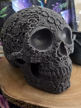 Load image into Gallery viewer, Black Cherry Giant Sugar Skull Candle