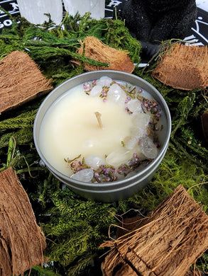 Clear Quartz & Moon Lake Musk Tin Candle