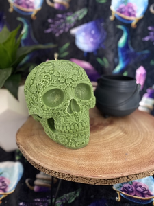 Black Cherry Giant Sugar Skull Candle