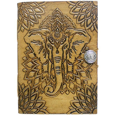 Elephant with Button Leather Journal 12.7 X 17.7CM