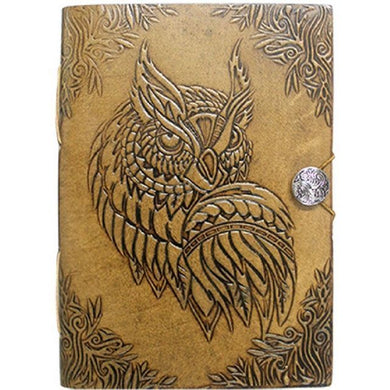 Owl with Button Leather Journal 12.7 X 17.7CM