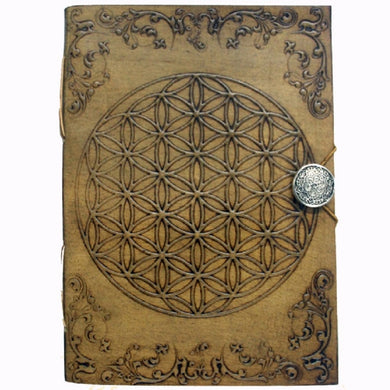 Flower of Life with Button Leather Journal 12.7 X 17.7CM
