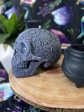 Load image into Gallery viewer, French Lavender Giant Sugar Skull Candle