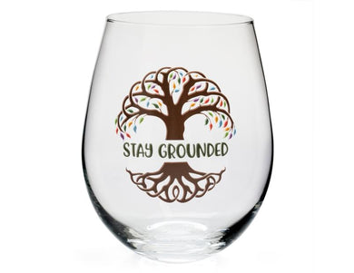 Tree of Life Stemless Wine Glass