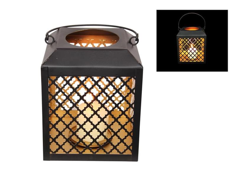 Black/Gold Square Lantern 17cm