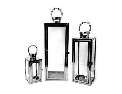 Tall Lantern Black Set of 3 - 23cm-39cm-49cm