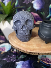Load image into Gallery viewer, Amethyst Giant Sugar Skull Candle