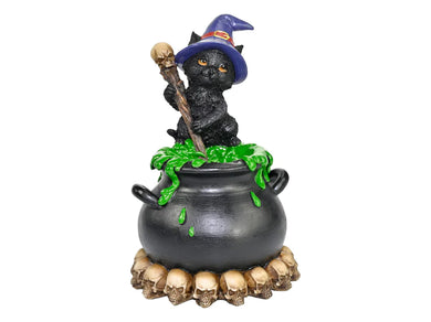 Cat Witch Cauldron Pot Incense Burner 19cm