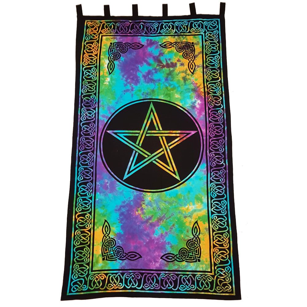 Cotton Tapestry Curtain Tie Dye Pentacle 111cm x 222cm