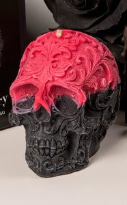 Japanese Honeysuckle Filigree Skull Candle