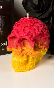 French Vanilla Bourbon Filigree Skull Candle