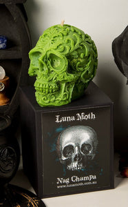 Dragons Blood Filigree Skull Candle