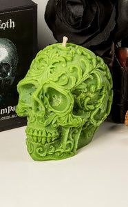 French Vanilla Bourbon Filigree Skull Candle