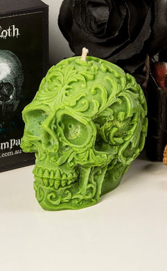 Star Dust Filigree Skull Candle