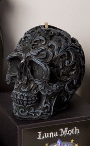 Ancient Ocean Filigree Skull Candle