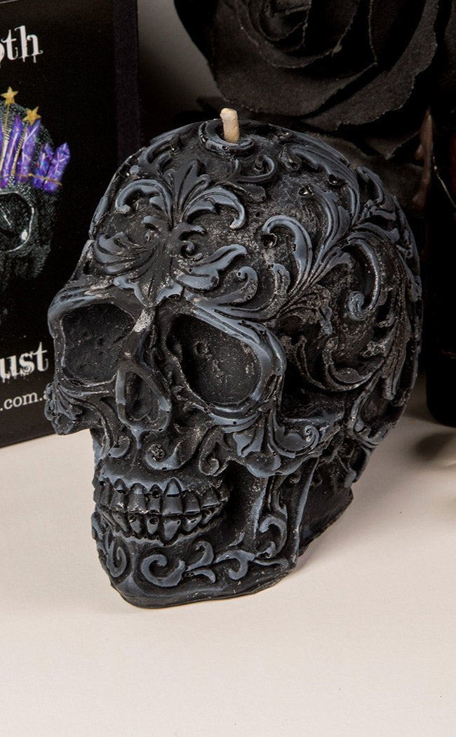 Aronia Berry & Hempseed Filigree Skull Candle