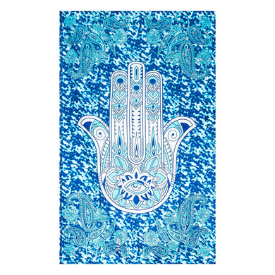 Cotton Tapestry Hasma Hand Blue & White 140cm x 210cm