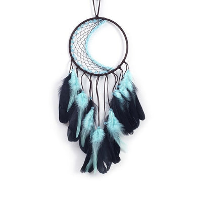 Dreamcatcher Moon Black with Turquoise Beads 16cm