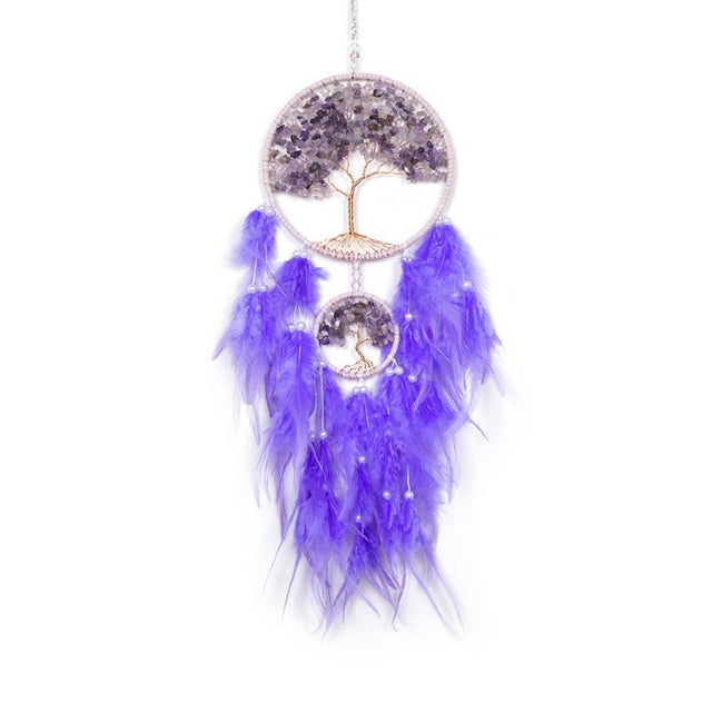 Dreamcatcher Gemstone Tree of Life Purple 16cm