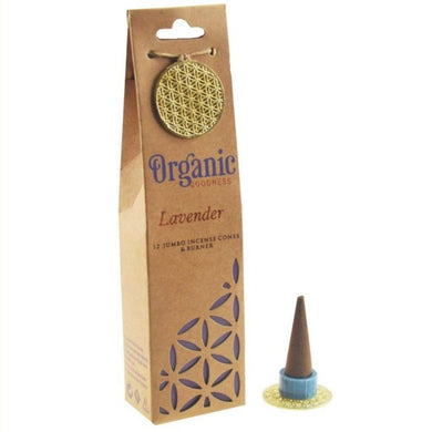 Incense Organic Goodness Jumbo Cones Lavender 12 Pce