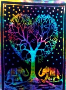 Cotton Tapestry Heart Tree Rainbow 100 x 75cm