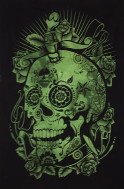 Cotton Tapestry Skull Green 100 x 75cm