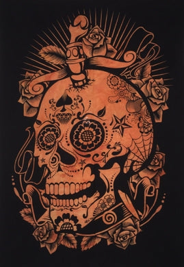 Cotton Tapestry Skull Orange 100 x 75cm