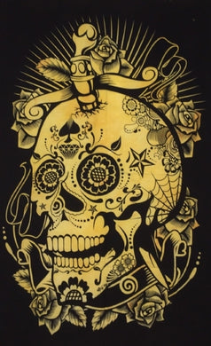 Cotton Tapestry Skull Yellow 100 x 75cm