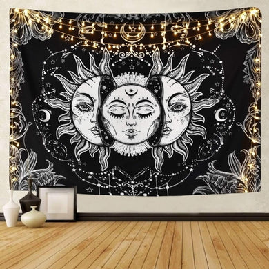 Cotton Tapestry Triple Sun Black & White 100 x 75cm