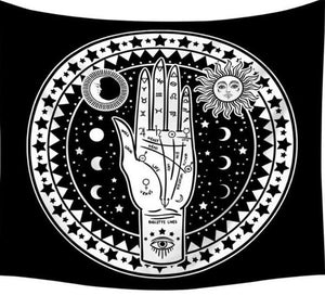 Cotton Tapestry Palmistry Black & White 100 x 75cm