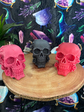 Load image into Gallery viewer, Aronia Berry &amp; Hempseed Rose Skull Candle