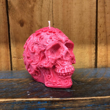 Load image into Gallery viewer, Black Cherry Filigree Skull Candle