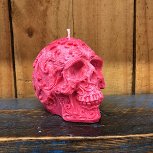 Rose Quartz Filigree Skull Candle