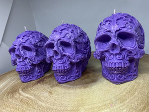 Hot Jam Doughnut Filigree Skull Candle