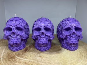 Black Cherry Filigree Skull Candle