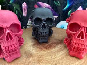 Champagne & Strawberries Rose Skull Candle