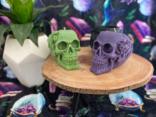Load image into Gallery viewer, Japanese Honeysuckle Steam Punk Skull Candle