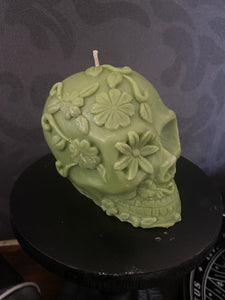 French Lavender Day of Dead Skull Candle