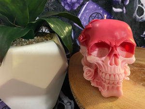 French Vanilla Bourbon Rose Skull Candle