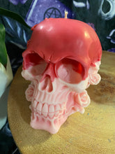 Load image into Gallery viewer, Black Cherry Rose Skull Candle