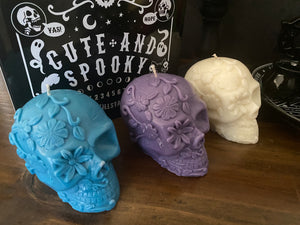 Aronia Berry & Hempseed Day of Dead Skull Candle