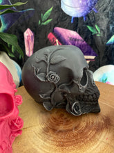 Load image into Gallery viewer, Champagne &amp; Strawberries Rose Skull Candle