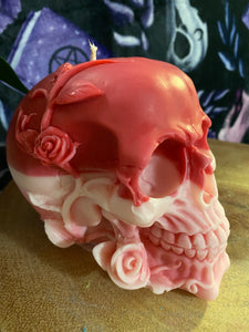 Dragons Blood Rose Skull Candle