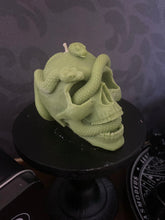 Load image into Gallery viewer, Lemongrass &amp; Sage Medusa Snake Skull Candle