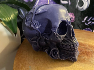Rose Quartz Rose Skull Candle