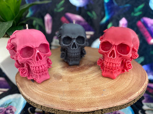 Juicy Watermelon Rose Skull Candle