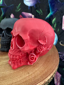 French Lavender Rose Skull Candle