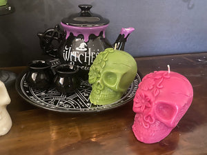 Aronia Berry & Hempseed Day of Dead Skull Candle