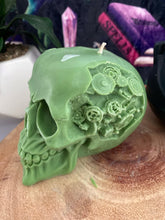 Load image into Gallery viewer, Champagne &amp; Strawberries Steam Punk Skull Candle