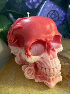 Juicy Watermelon Rose Skull Candle